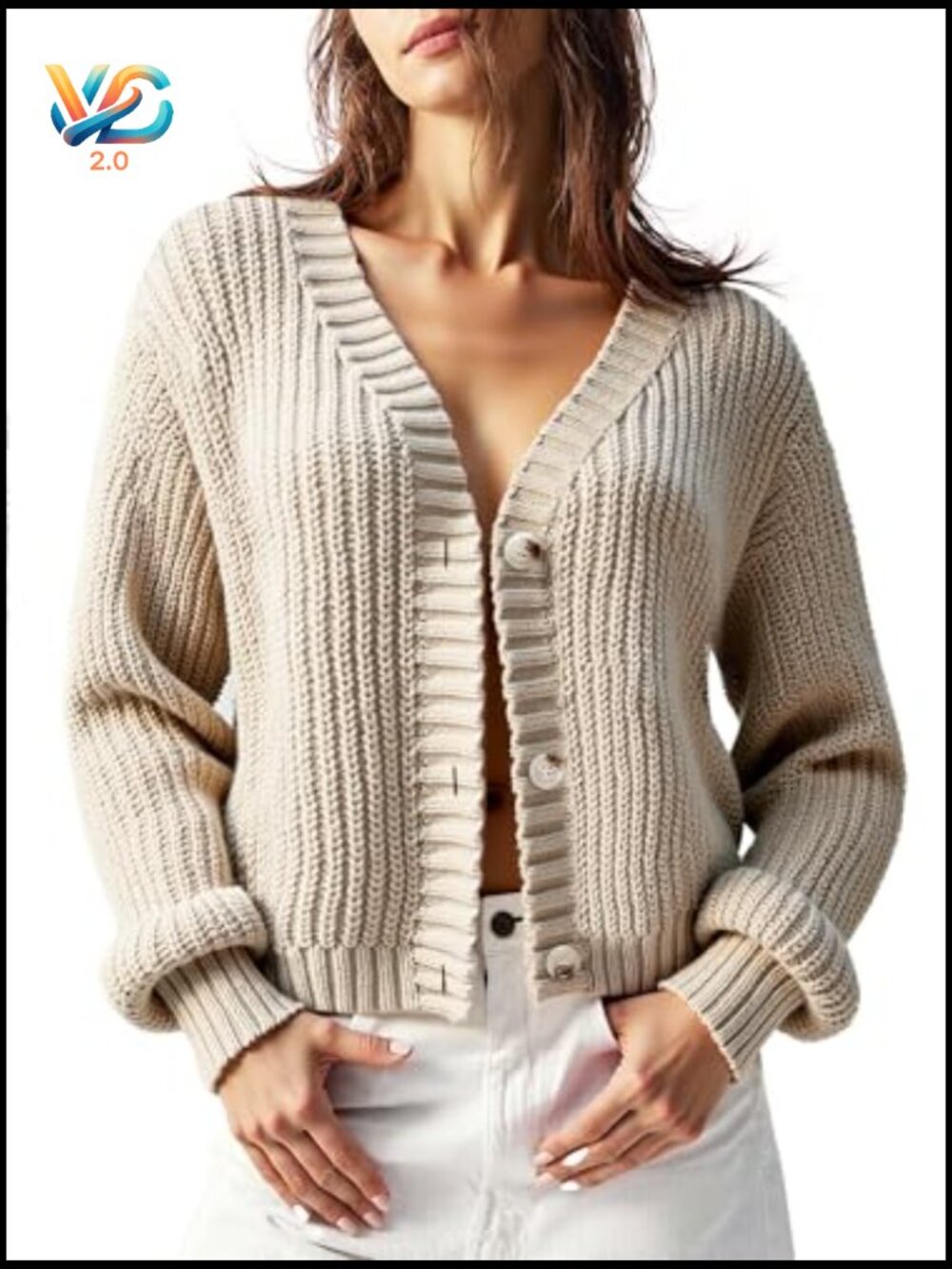 Chunky Knit Cardigan Waffle Texture Oversized V Neck Long Sleeve Fall Winter - Picture 3 of 6